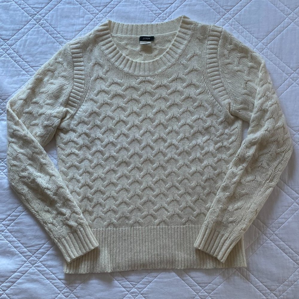 J.Crew Ivory Wool/Angora Blend Sweater